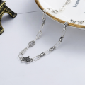 wholesale S925 Sterling Silver Korean Style Personality Internet-famous Twisted Piece Patchwork Chain Trendy Creative Black Zircon Star Necklace-0-0