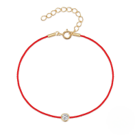 wholesale S925 Sterling Silver Single Zircon Red String Bracelet For Women, Viral Tiktok Good Luck Jewelry-Gold 925 silver