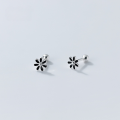 wholesale S925 silver black floral stud earrings, petite forest-style sunflower, sweet and fresh women's earrings G8082-0-2
