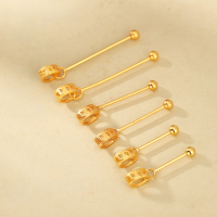 wholesale Metal S925 ancient silver gold-plated multi-function pin buckle round bead accessories bead carving piece DIY pendant jewelry accessories-Card 10 pendant screw