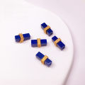 wholesale S925 Gold-Plated Silver Natural Lapis Lazuli Gourd Square Prism Four-Leaf Clover Accessory DIY Semi-Finished Bracelet Necklace Strand Charms-0-8