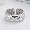 wholesale S925 Sterling Silver Irregular Diamond Pattern Wide Open Ring Retro Classic French Style Small Luxe Index Finger Ring for Women-0-2
