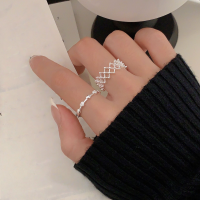 wholesale S925 Sterling Silver Lace Edge Ring Women's Korean New Style ISN Trendy High-end Niche Openable Heart Ring-Light luxury love style