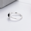 wholesale S925 Silver Cloud Tide Pavilion Fashion Korean Japanese Irregular Lava Black Agate Trendy Versatile New Adjustable Ring-0-2