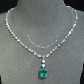 wholesale 925 Silver Gold-Plated Pendant Chain with High-Carbon Diamond Muzo Green, Fashionable Jewelry Versatile Necklace for Women-0-1