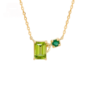 wholesale 9K Gold Japanese Minimalist Style Green Olive and Emerald Necklace Wholesale for Jewelry Manufacturers-0-0