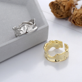 wholesale S925 Sterling Silver Korean-style Lava Tin Foil Texture Minimalist Wave Edge Open Ring-0-0