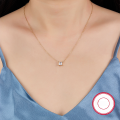wholesale S925 Sterling Silver Minimalist and Sophisticated Women's Collarbone Necklace with Colored Square Zirconia Pendant, Cross-Border Hot-Sale Jewelry-0-3
