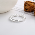 wholesale S925 Sterling Silver Reversible Twist Knot Open Ring, Korean Style Versatile Minimalist Design Plain Loop-0-1