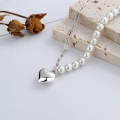 wholesale S925 Sterling Silver Korean-style Pearl 3D Heart Bubbling Elegant Lady Small Luxe Wind Choker Necklace-0-0