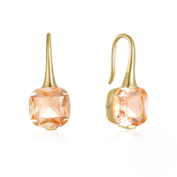 wholesale S925 Sterling Silver Fashion Luxury Gemstone Crystal Rhinestone Ear Hook Earrings-Gold-Champagne Diamond 925 Silver