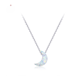 wholesale S925 Silver Ins Simple and Versatile Moon Synthetic Opal OPAL Necklace Women's White Opal Jewelry Necklace-0-0
