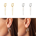 wholesale S925 Sterling Silver Baroque Pearl C-shaped Hoop Earrings, Chain Drop Ear Studs, Popular In And Ins-0-3