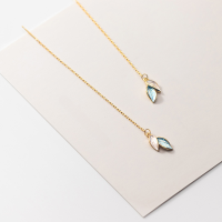 wholesale Sterling Silver Ear Thread Korean Version Small Fresh Literary and Artistic Sweet Two-Tone Plant Leaf Ear Accessories M00086-S925 silver pair silver 925 silver