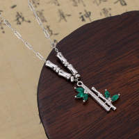 wholesale S925 Sterling Silver Maker's Bamboo High-Rise Necklace for Women, Exquisite and Fashionable Chinese Style Bamboo Node Ascending Versatile Collarbone Jewelry-Bamboo necklace>925 silver