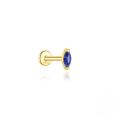 wholesale S925 Sterling Silver Geometric Inlaid Zircon Natural Lapis Lazuli Flat Head Threaded Ear Cartilage Stud, New Hot Selling High-end Earrings-0-18