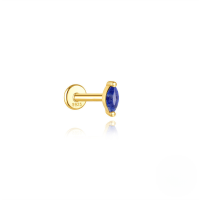 wholesale S925 Sterling Silver Geometric Inlaid Zircon Natural Lapis Lazuli Flat Head Threaded Ear Cartilage Stud, New Hot Selling High-end Earrings-Single gold #8