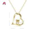 wholesale S925 Silver Japanese Whimsical Owl Synthetic Opal Pendant White Opal Jewelry Necklace-0-4