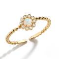 wholesale S925 Sterling Silver Ins Flower Zircon Opal Adjustable Ring,-0-0