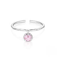 wholesale S925 Sterling Silver Geometric Zirconia Open Adjustable Ring, Korean Style Minimalist Luxury-White gold #8 Opening adjustable