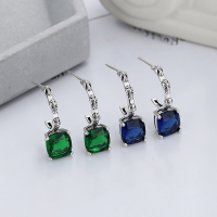 wholesale S925 Sterling Silver Retro Vintage Embossed Pattern Earrings for Women, New High-End Fashion Hoop Earrings with Elegant Temperament-YFR102/Green About 2.5g 925 silver