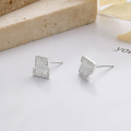 wholesale S925 Sterling Silver Trendy Minimalist Square Stud Earrings with Crystal Stone Inlays, Ins Niche Fashion Women's Jewelry-0-2
