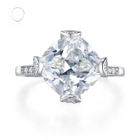 wholesale Simulated Diamond Ring in White Gold, 11*11, G Color, Ice Flower Cut, Diamond-Enhanced Wedding Ring Set for Women-R088 White Diamond>No. 8