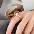 wholesale S925 Sterling Silver Fresh and Sweet Ins Style Niche Design Exquisite Diamond-Inlaid U-Shaped Ring R02643-0-1