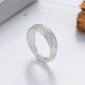 wholesale S925 Sterling Silver Fashionable Korean-style Minimalist Layered Line Wrapped Ring Simple and Exquisite Niche Design Band-0-1