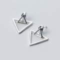 wholesale S925 silver triangle earrings for women, Korean-style minimalist geometric ear drops, versatile two-way wear ear accessories E5761-0-1