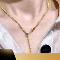 wholesale AU750 18K Gold Twist Necklace for Women, Simple New Style Choker, Fashionable and Versatile Layering Bare Chain-18K yellow (approximately 2.8mm thick, 45cm)