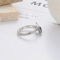wholesale S925 sterling silver vintage oxidized zircon snake zodiac creative trendy stackable index finger ring-0-3