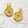 wholesale [] S925 Sterling Silver Gold Plated Enamel Rose Pendant for Beading Necklace DIY Accessories-0-6