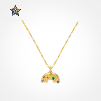 wholesale S925 Sterling Silver Rainbow Inlaid Dopamine Color Exquisite and Unique Fairy Daily Women's Collarbone Necklace-Platinum DY190974-SW-CS 925 Silver