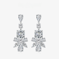 wholesale 925 silver 4ct white 9*9 Asscher-cut new jewelry earrings luxurious elegant European and American style-0-0