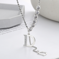 wholesale S925 Sterling Silver Korean-style Personalized Inlaid Zircon Letter D Fringe Pendant Long Versatile Necklace-YL438/approx. 10.8g 925 silver