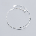wholesale S925 silver bracelet for women, Korean-style fashion, ins-style double-layer straight bar, girly heart jewelry S3478-0-1