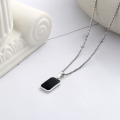 wholesale S925 Sterling Silver Korean Style Resin Geometric Black Sweet and Edgy Pendant Choker Necklace-0-0