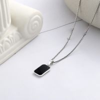 wholesale S925 Sterling Silver Korean Style Resin Geometric Black Sweet and Edgy Pendant Choker Necklace-YL478/approx. 4.9g 925 silver