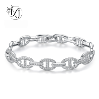 wholesale S925 Silver New Style Full Diamond Pig Nose Bracelet, Personality Fashion Elegant Ins Style for Distinguished Women-B079 Pig Nose Bracelet 18cm