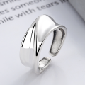 wholesale S925 Sterling Silver European and American Cross-Border Minimalist Wind-Patterned Irregular Textured Simple and Versatile Open Adjustable Ring-0-0
