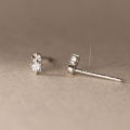 wholesale S925 Sterling Silver Single Diamond Mini Faceted Stud Earrings Korean Style Exquisite and Elegant Sweet Women's Earrings M03602-0-4