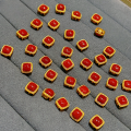 wholesale S925 Gold-Plated Silver Natural Southern Red Agate Bead Spacer Barrel Bead DIY Accessories Bracelet Necklace-0-3