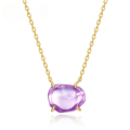 wholesale S925 silver gold-plated Japanese minimalist amethyst retro geometric pendant for women's trendy wholesale-0-0