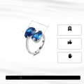 wholesale S925 Sterling Silver Adjustable Artificial Aquamarine Zircon Rings Wholesale-0-1