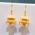 wholesale S925 silver gold-plated ear hook earrings semi-finished DIY jewelry crystal gemstone ancient-style earring accessories-0-4