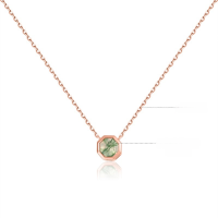 wholesale Unique S925 silver inlaid natural moss agate necklace, exquisite polygonal moss gemstone necklace, women's collarbone chain-Natural water grass agate necklace