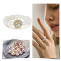 wholesale S925 Sterling Silver Cloud-Pull Jewelry Natural Freshwater Pearl Stackable Stretch Ring Factory Direct Wholesale-0-2
