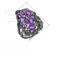 wholesale S925 Silver Italian Designer Craft Gemstone Ring Natural Style European and American Amethyst Ring with Genuine Colored Gemstones-Natural Green Agate Ring  US Size 7