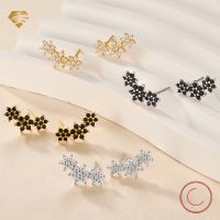 wholesale S925 Sterling Silver Flower-Embedded Zircon Earrings with High-End Aesthetic, Ins Style European and American Cross-Border Jewelry-Gold Turquoise &gt;925 Silver